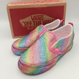 VANS Classic Slip On V Little Girls Shoes TD    RAINGLOW Rainbow Size 8 TD